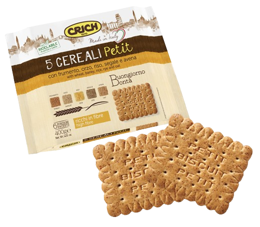 5 Cereali Petit - Biscuiți cu Frumento, Orzo, Riso, Segale și Avena - 400g