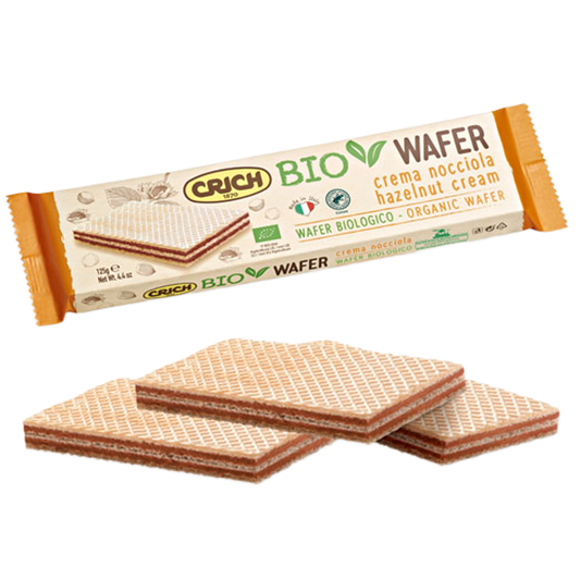 Bio Wafer Crema Nocciola - Wafer Bio cu Cremă de Alune 75% - 125g