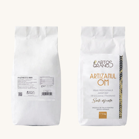 Kit făină pentru cozonac: sac Artizanul 0M și sac Paznicul 0RR, 2 × 5 kg